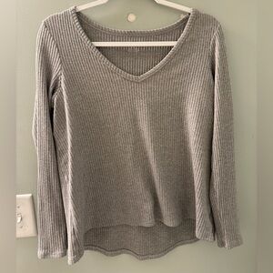 American Eagle Outfitters Gray Ribbed Knit Top